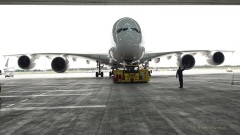 A380 - erste Landung auf Flughafen Muenchen nach Corona