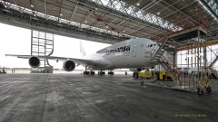 A380 - erste Landung auf Flughafen Muenchen nach Corona